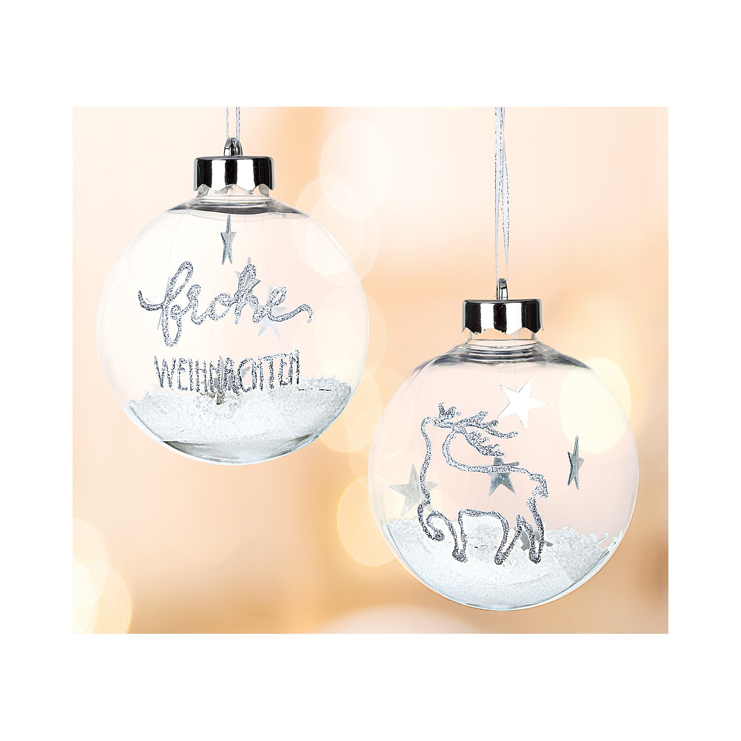 Weihnachtskugeln, klar, 8 cm Ø, 4 Stück