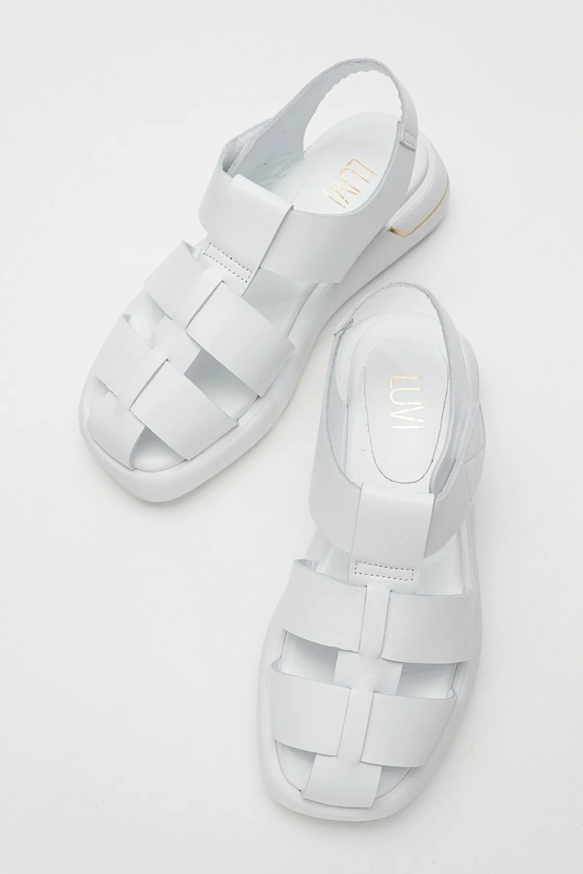 LuviShoes  BELİV Weiße Damen-Sandalen aus echtem Leder