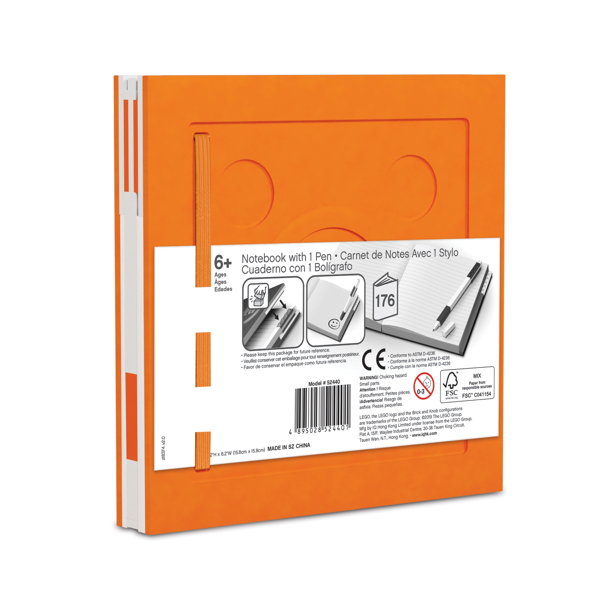 Verschließbares Notizbuch mit Gelschreiber in Orange 5007240