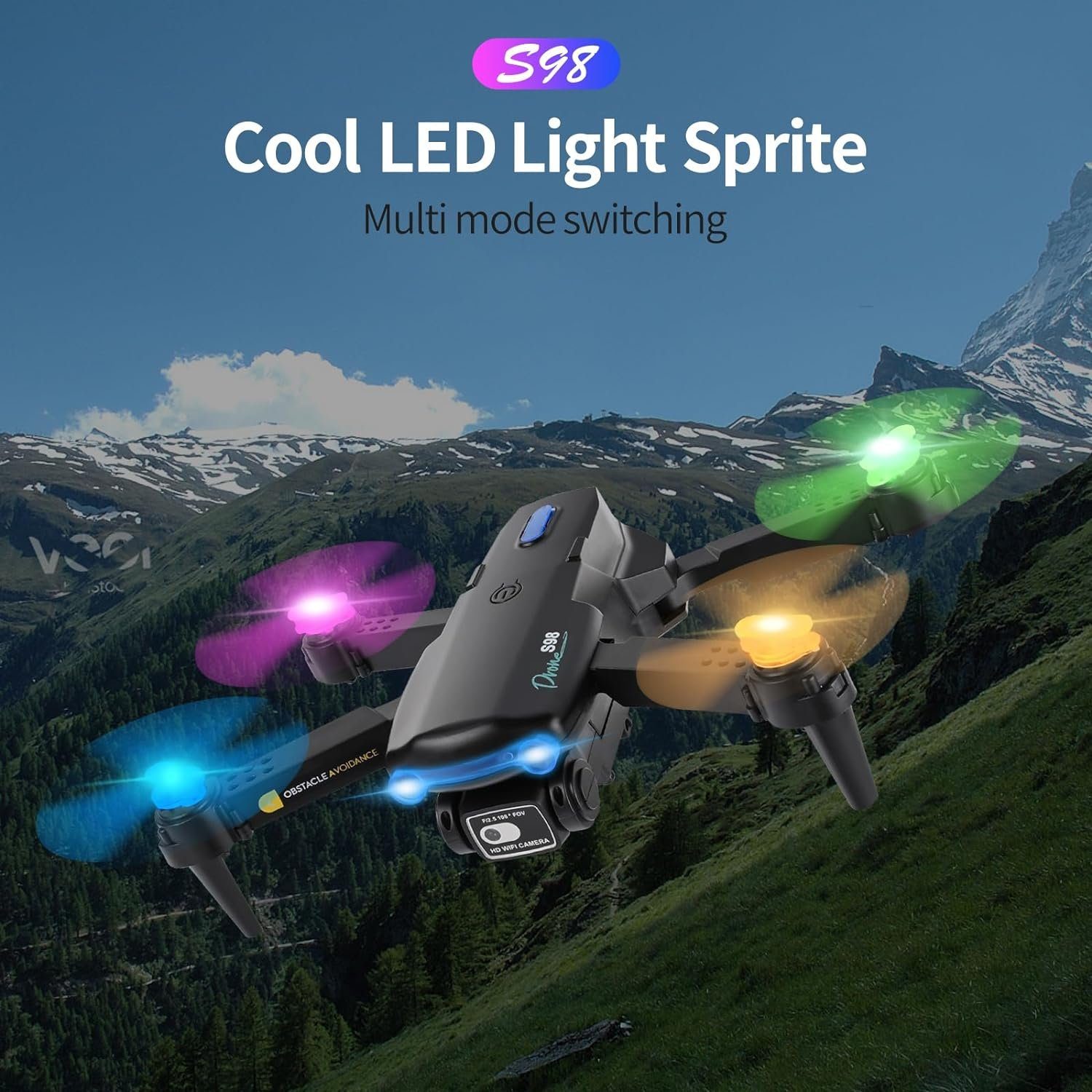 Weinsamkeit Drohne mit Kamera, WiFi FPV Drone für Anfänger Drohne (HD 1920×1080P, mit 2 Batterien, Schwerkraft Sensor, 3D Flip, One Taste Abflug/Landung)