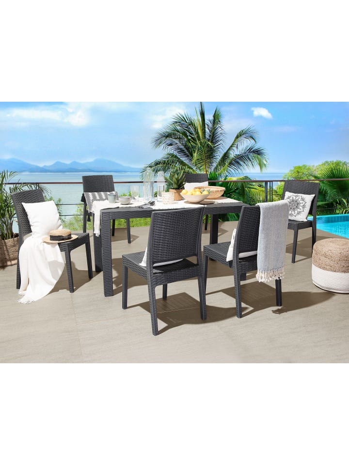 Beliani Gartentisch FOSSANO in Grau - (W) 80 x (H) 76 x (L) 140 cm günstig kaufen onesize