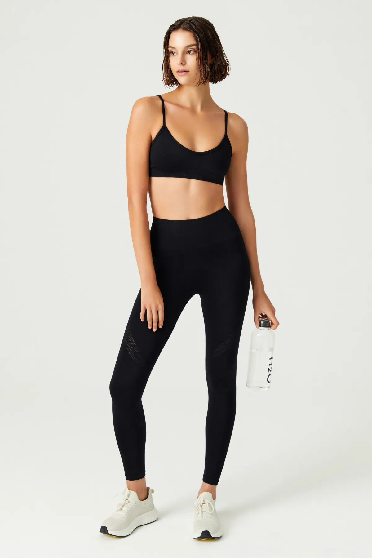 LOS OJOS  x Melodi Schwarze nahtlose Sportstrumpfhose mit hoher Taille Adorn