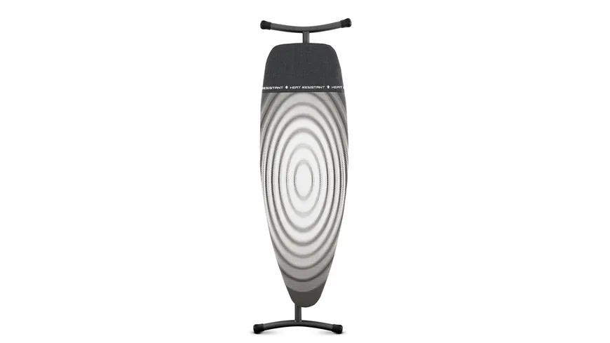 brabantia Streckmetallbügeltisch Größe D, 135 x 45cm mit hitzebeständiger Parkzone Titan oval Black und Titan Oval