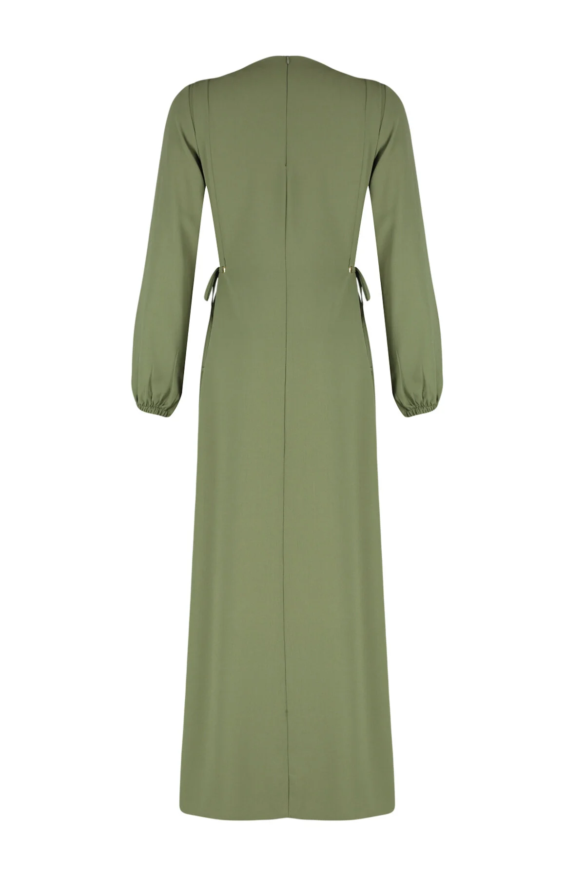 Trendyol Modest  Grünes Taillen-Seilband, detailliertes elastisches Aerobin-Webkleid am Ärmelende TCTSS22EB00104