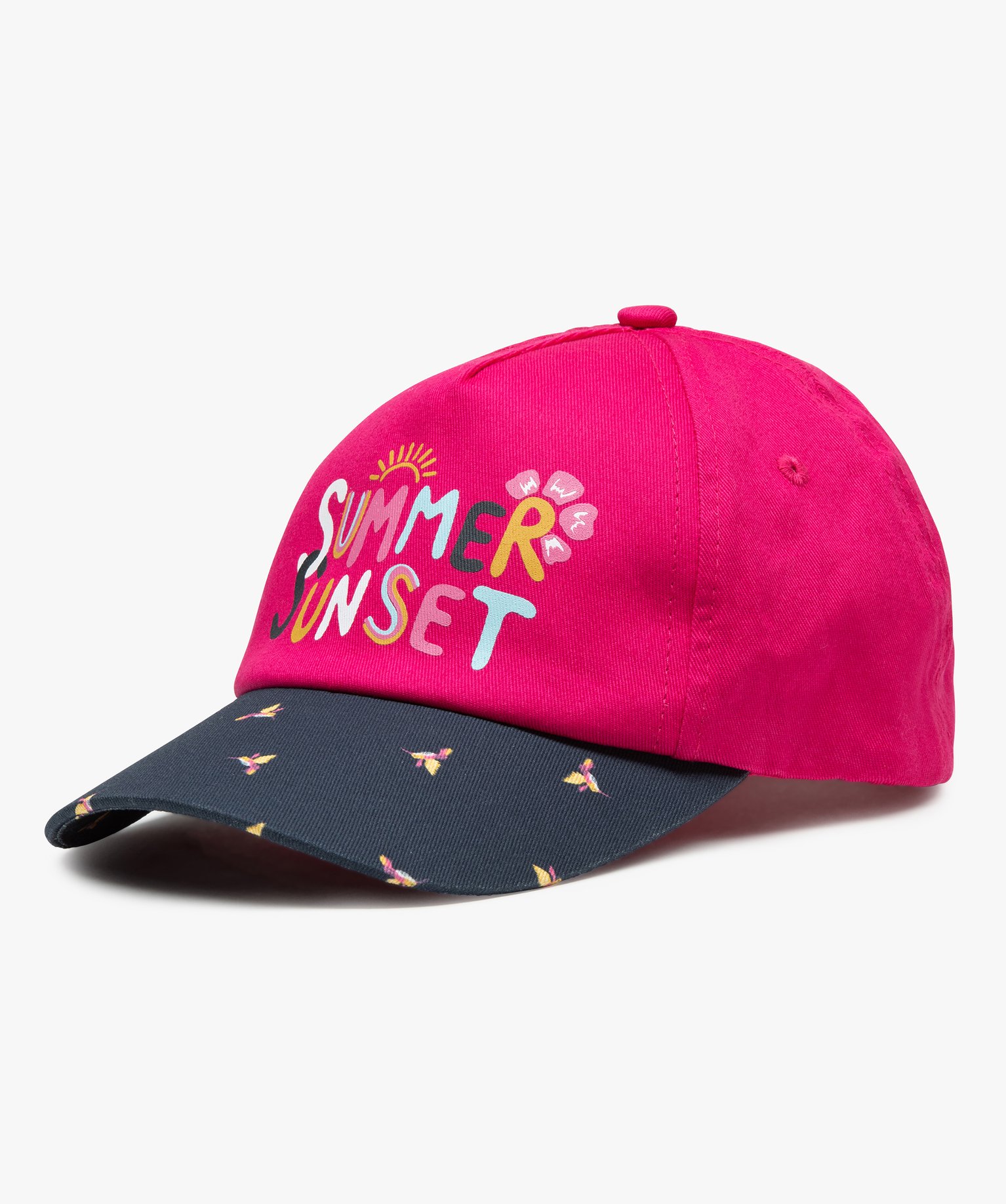 Casquette fille à visière imprimée oiseaux rose fonce | GEMO