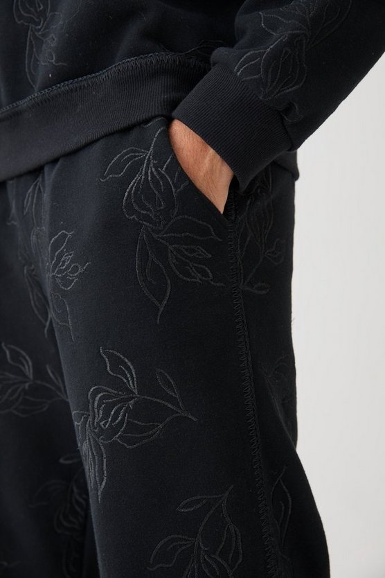 Bestickte Jogginghose mit geteiltem Saum
