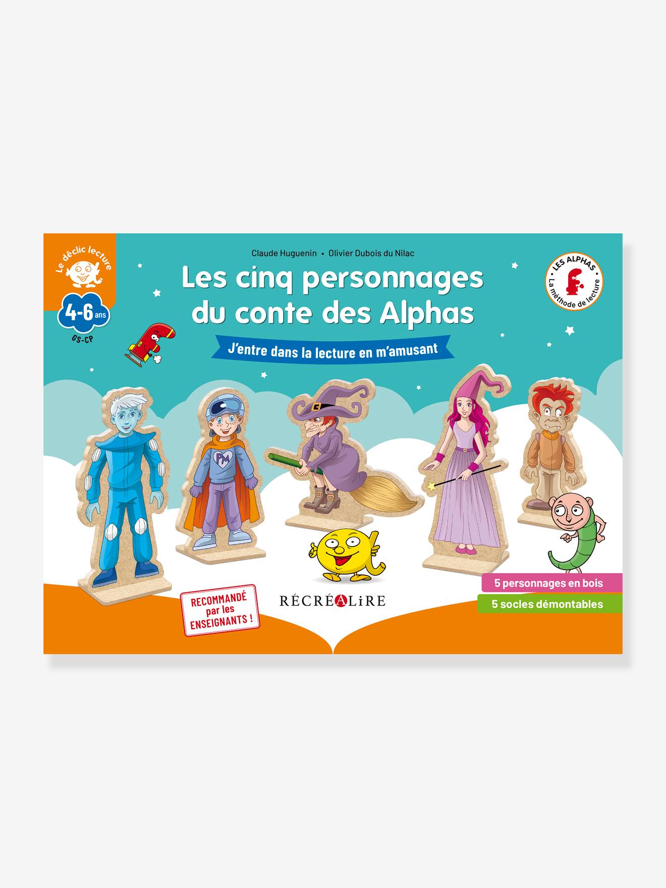 Les cinq personnages de la planète des Alphas RÉCRÉALIRE bleu