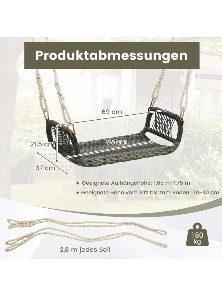 COSTWAY Hängesessel wetterfest in Braun günstig kaufen onesize
