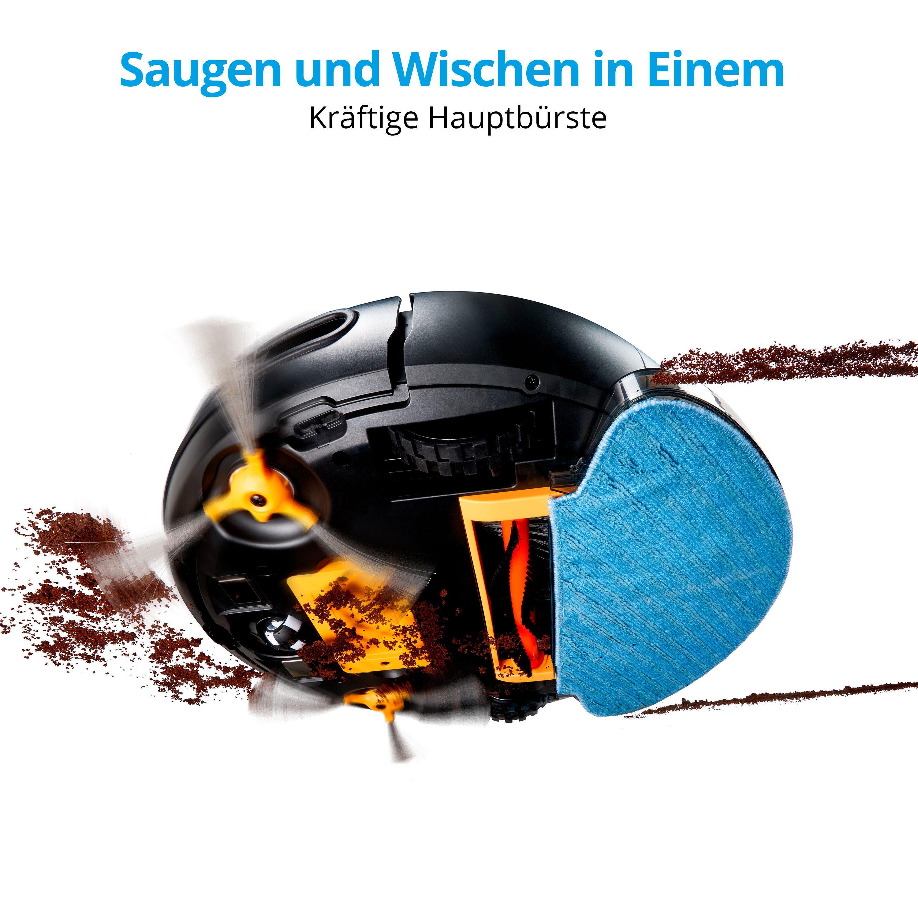 Medion® Nass-Trocken-Saugroboter S12 SW MD 20041, App + Alexa Steuerung, Betriebszeit bis zu 110 Min.