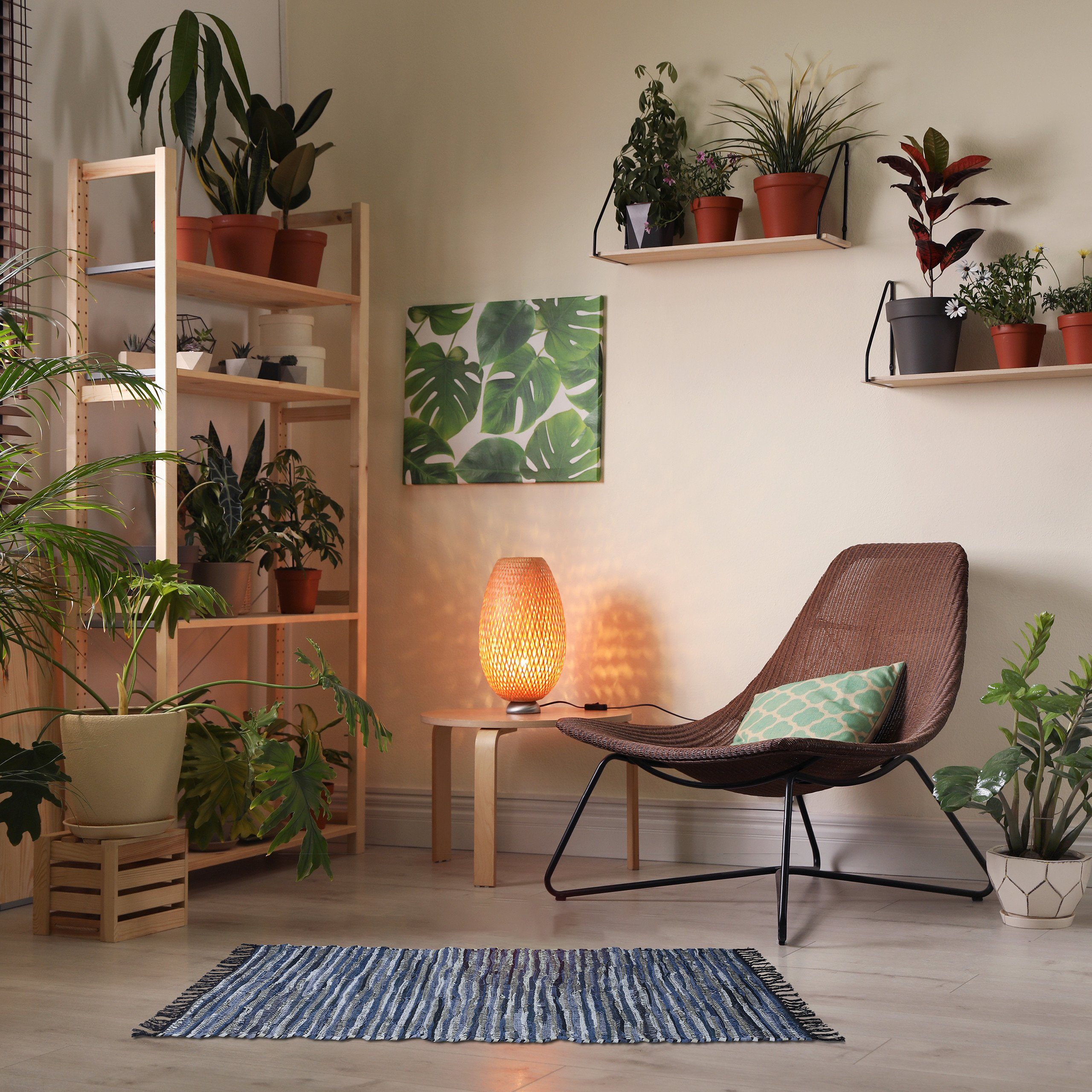 Läufer Flickenteppich Leder & Baumwolle, relaxdays, Höhe: 10 mm, Blau, 70x140cm