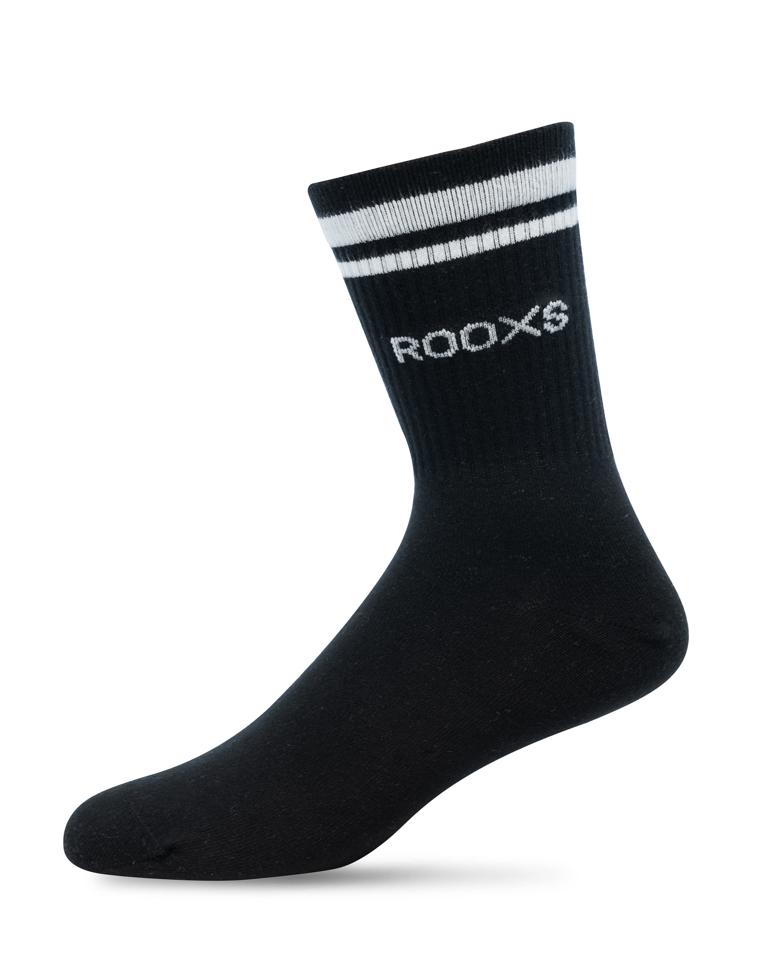 ROOXS Sportsocken Hohe Tennissocken für Damen & Herren (3-Paar) Retro Socken mit streifen, Made in EU