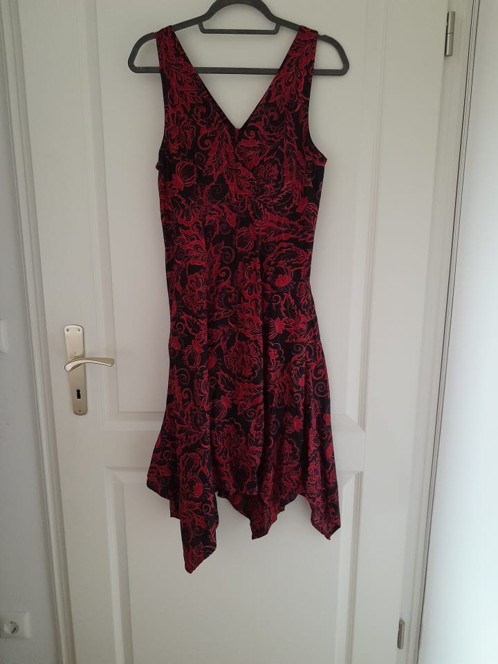 Aller Simplement Kleid in Schwarz/ Bordeaux günstig kaufen 38