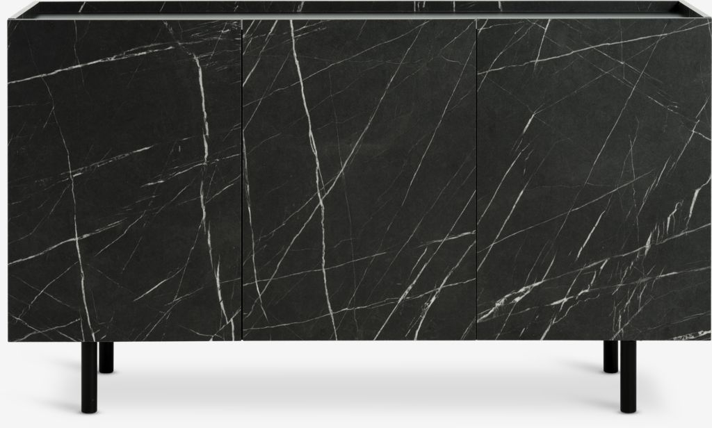KRONDAL kommode med 3 skuffer i svart/marmor