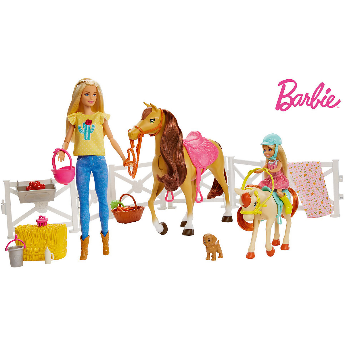 Barbie Reitspaß mit Barbie (blond), Chelsea, Pferd und Pony, Pferde Spielzeug