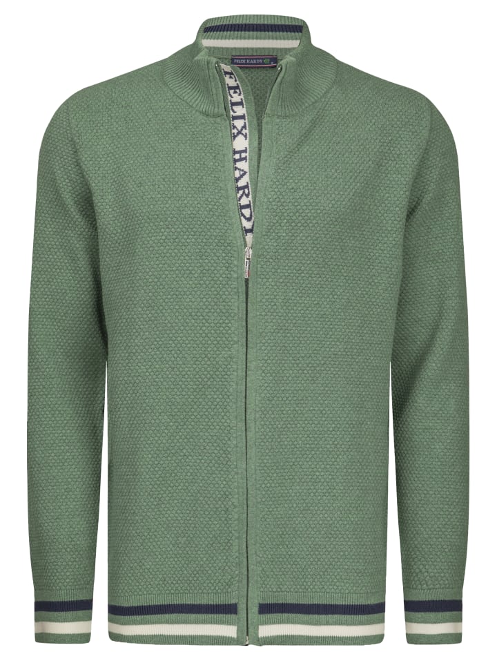 Felix Hardy Stehkragen Strickjacke in Grün günstig kaufen