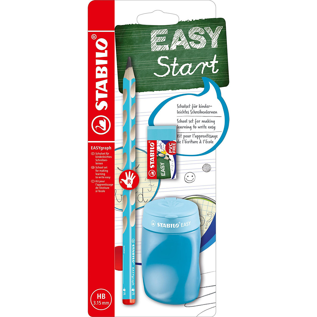 Dreikant-Bleistift EASYgraph Start Set Rechtshänder blau, 3-tlg.