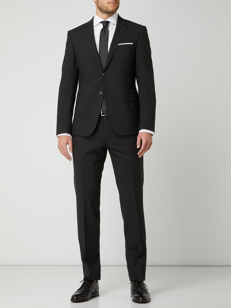 Slim Fit 2-Knopf-Sakko mit Stretch-Anteil Modell 'Herby' in schwarz