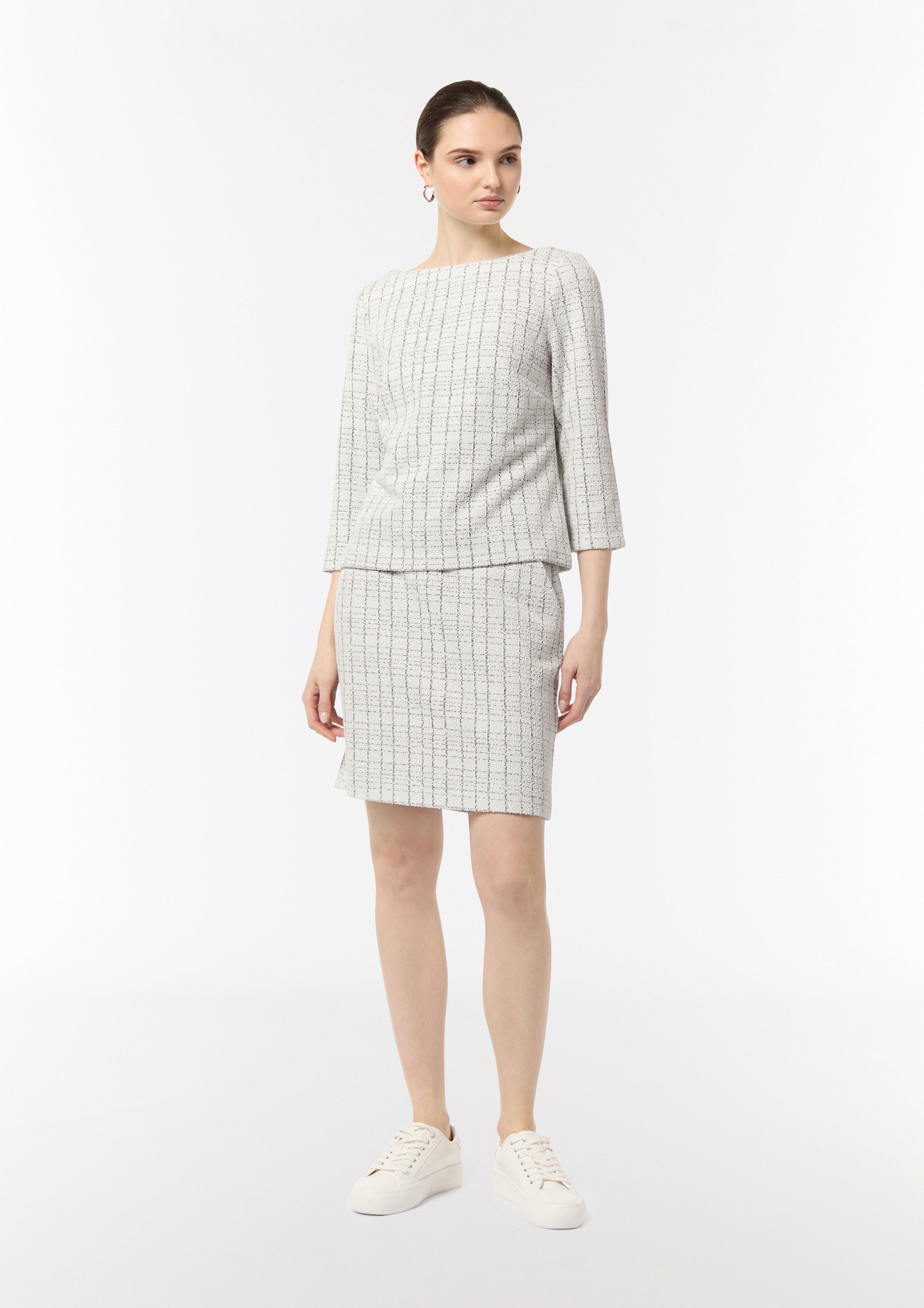 Bouclé-Jerseyshirt mit Metallic-Garn - hellgrau