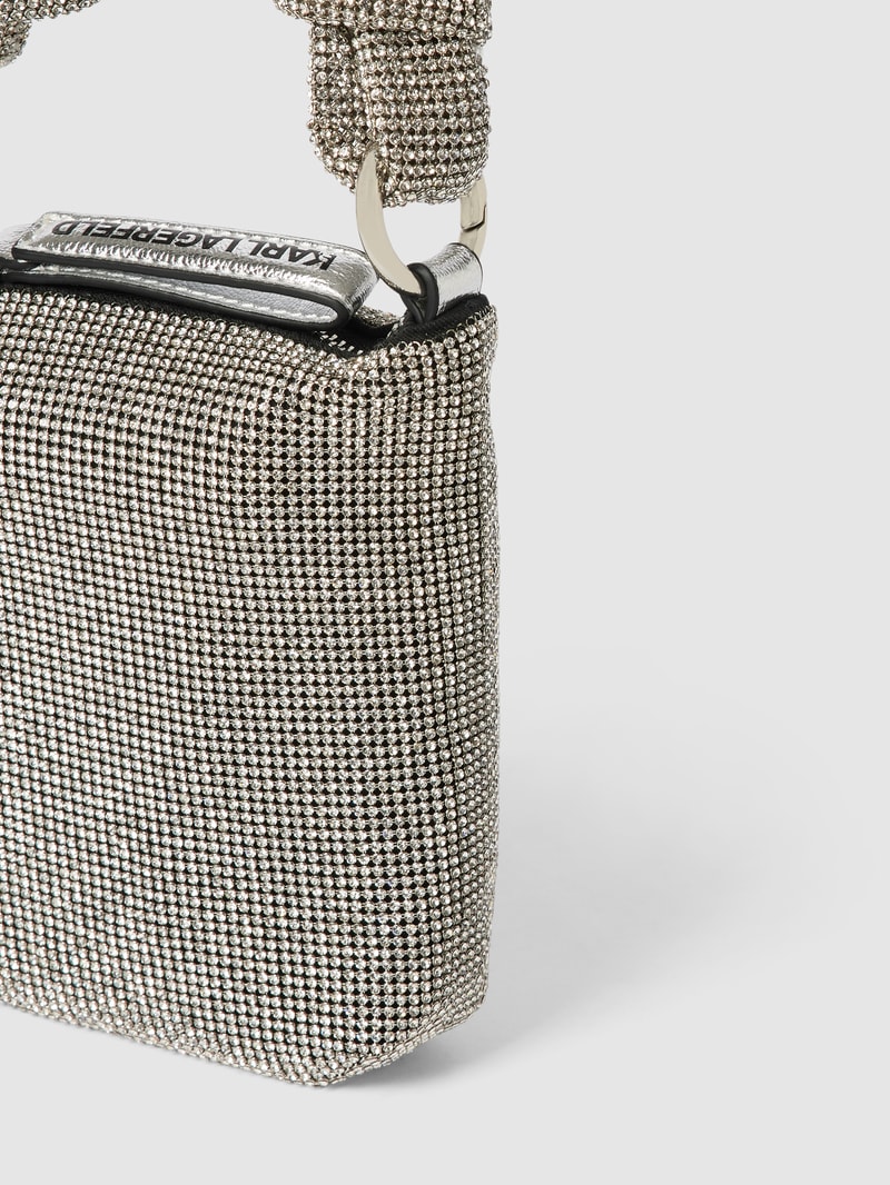 Clutch mit Zierbesatz Modell 'k/evening' in silber