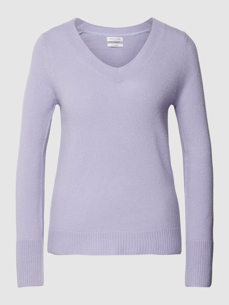Strickpullover aus Wolle mit V-Ausschnitt in flieder