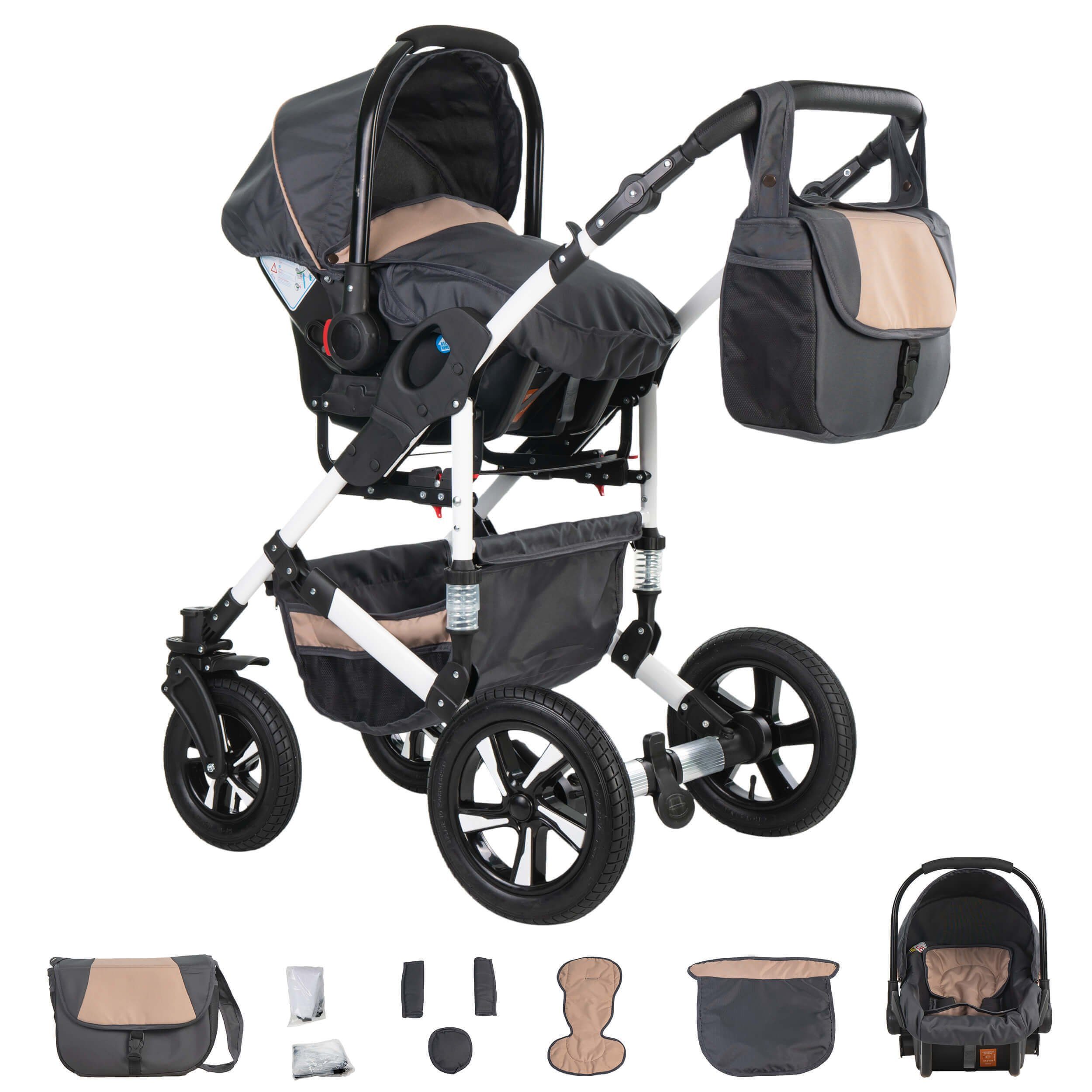 Friedrich Hugo baby's moving art Kombi-Kinderwagen Hamburg, 3 in 1, Hartgummireifen