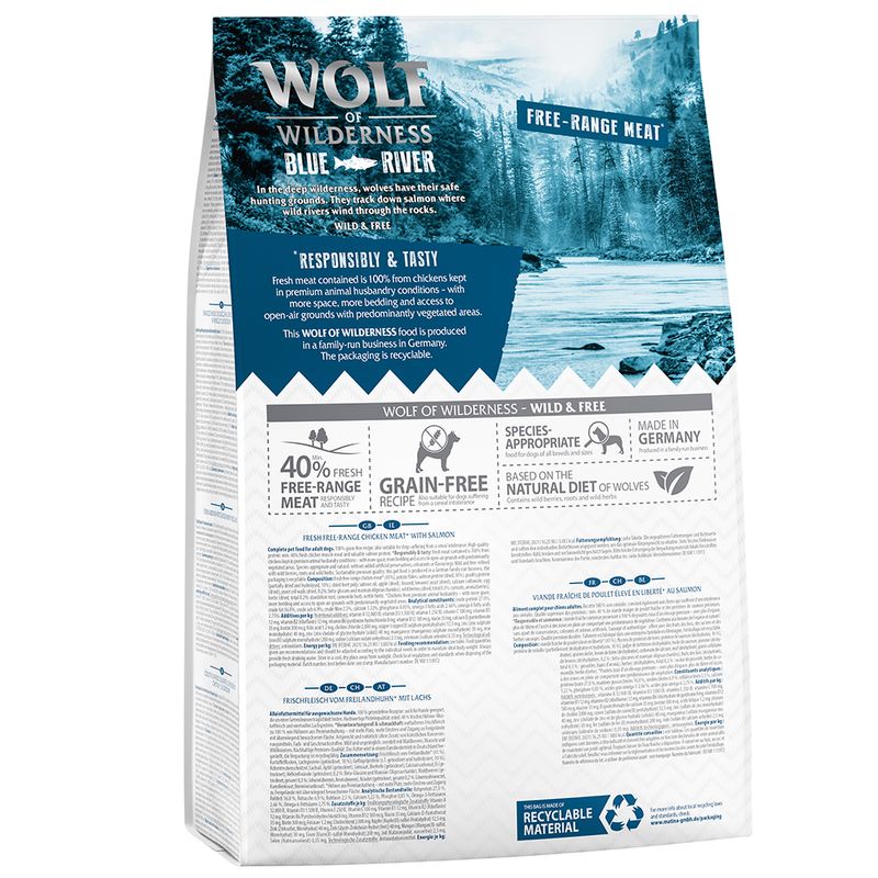 Wolf of Wilderness Adult 'Blue River' - Freilandhuhn & Lachs