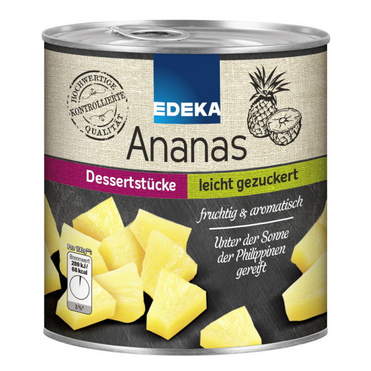EDEKA Ananas Dessertstücke leicht gezuckert 567G
