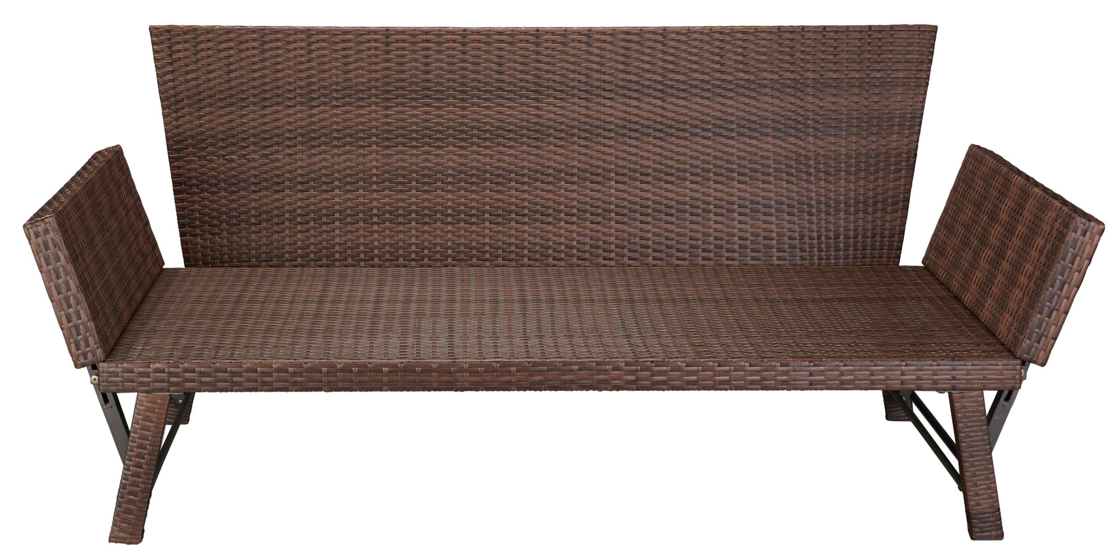 MERXX Gartenbank Daybed Rattan, BxTxH: 172x64x78 cm, mit Auflage und Rückenkissen