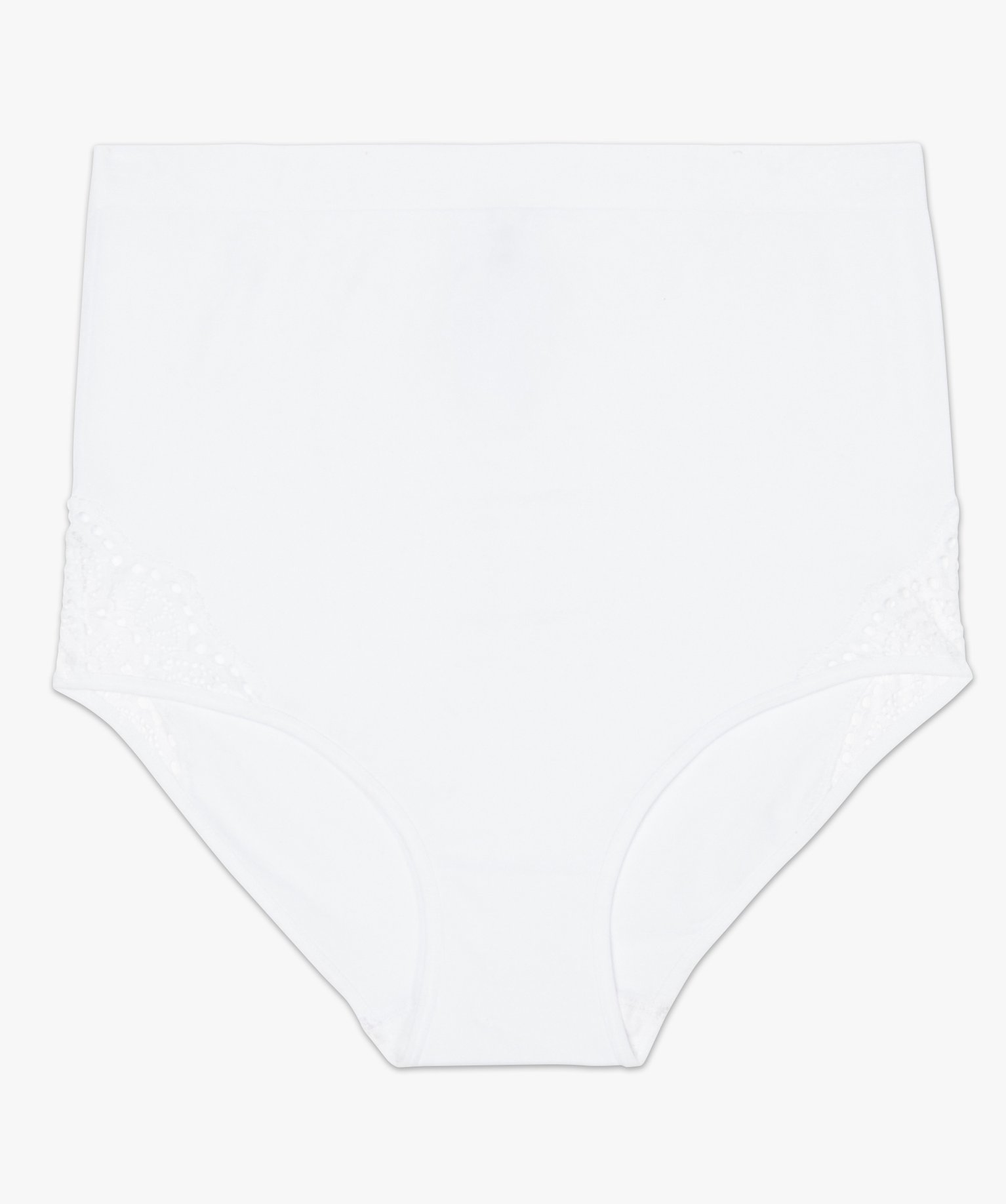 Culotte haute de grossesse en microfibre douce et dentelle beige | GEMO