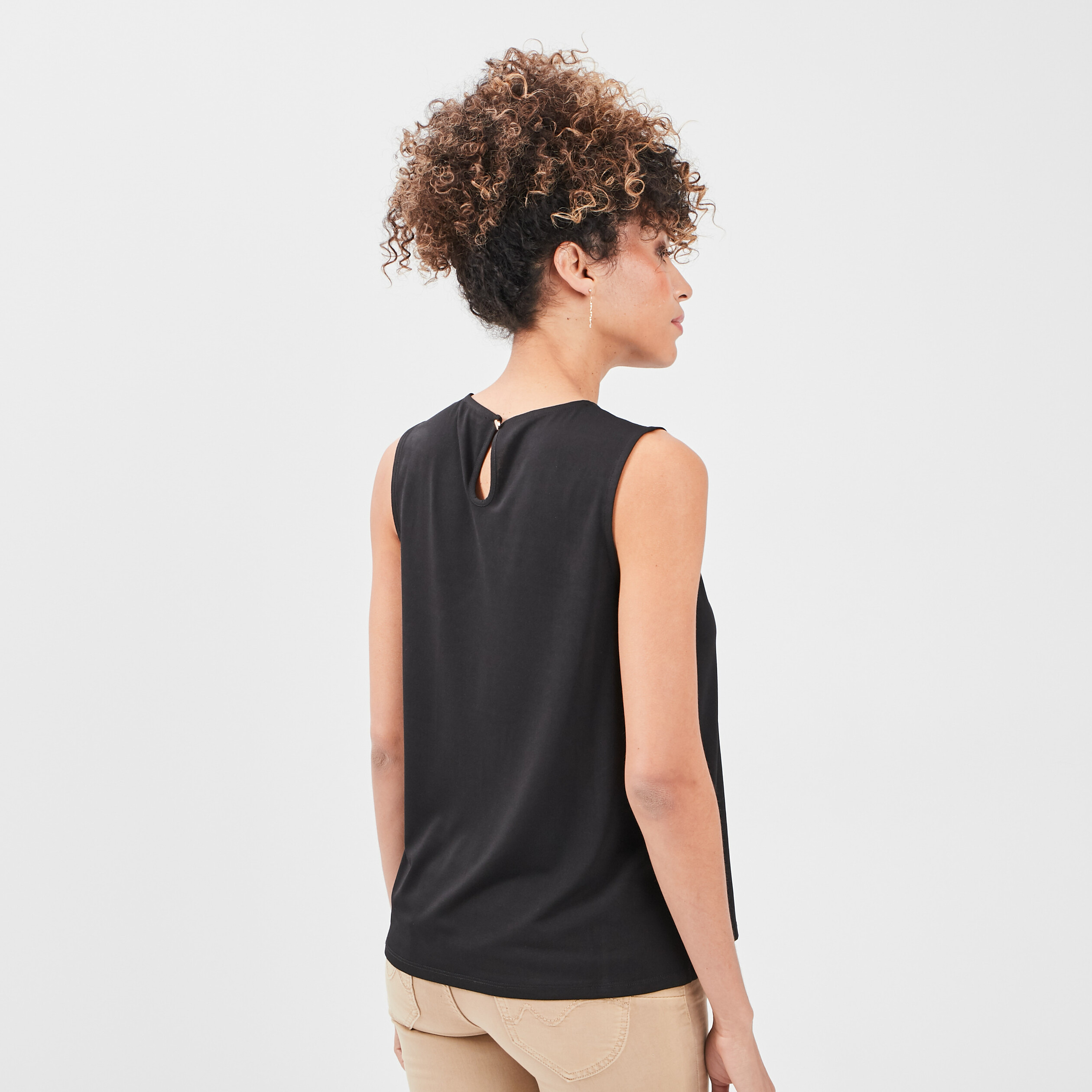 Débardeur à plis effet crêpe noir femme | La Halle