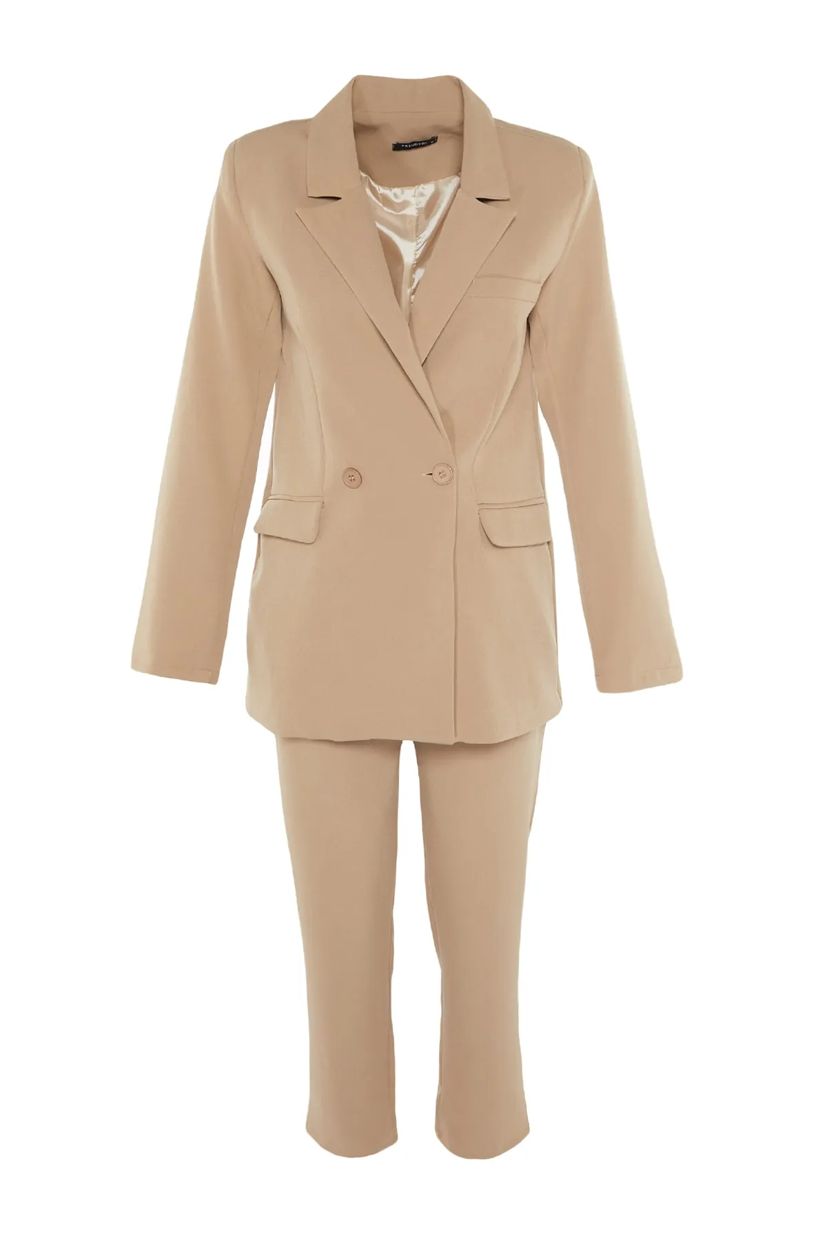 Trendyol Modest  Nerzfarbenes Blazer-Jacken-Hosen-Set aus gewebtem Oberteil und Unterteil TCTAW23US00132
