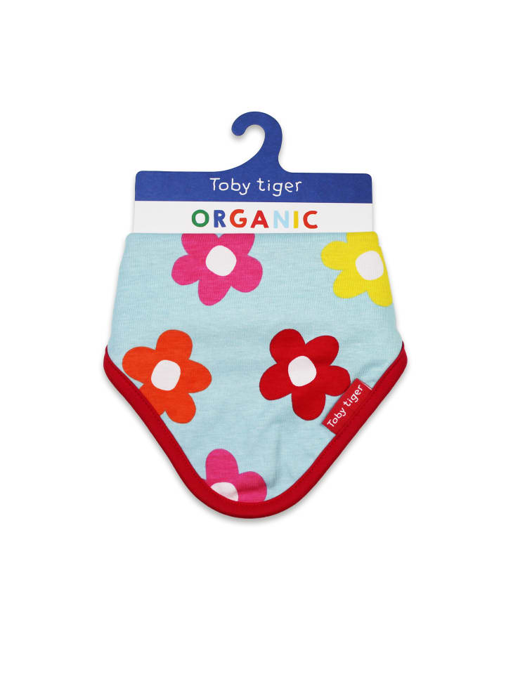 Toby Tiger Dreieckstuch mit Regenbogenblumen Print in blau günstig kaufen 0