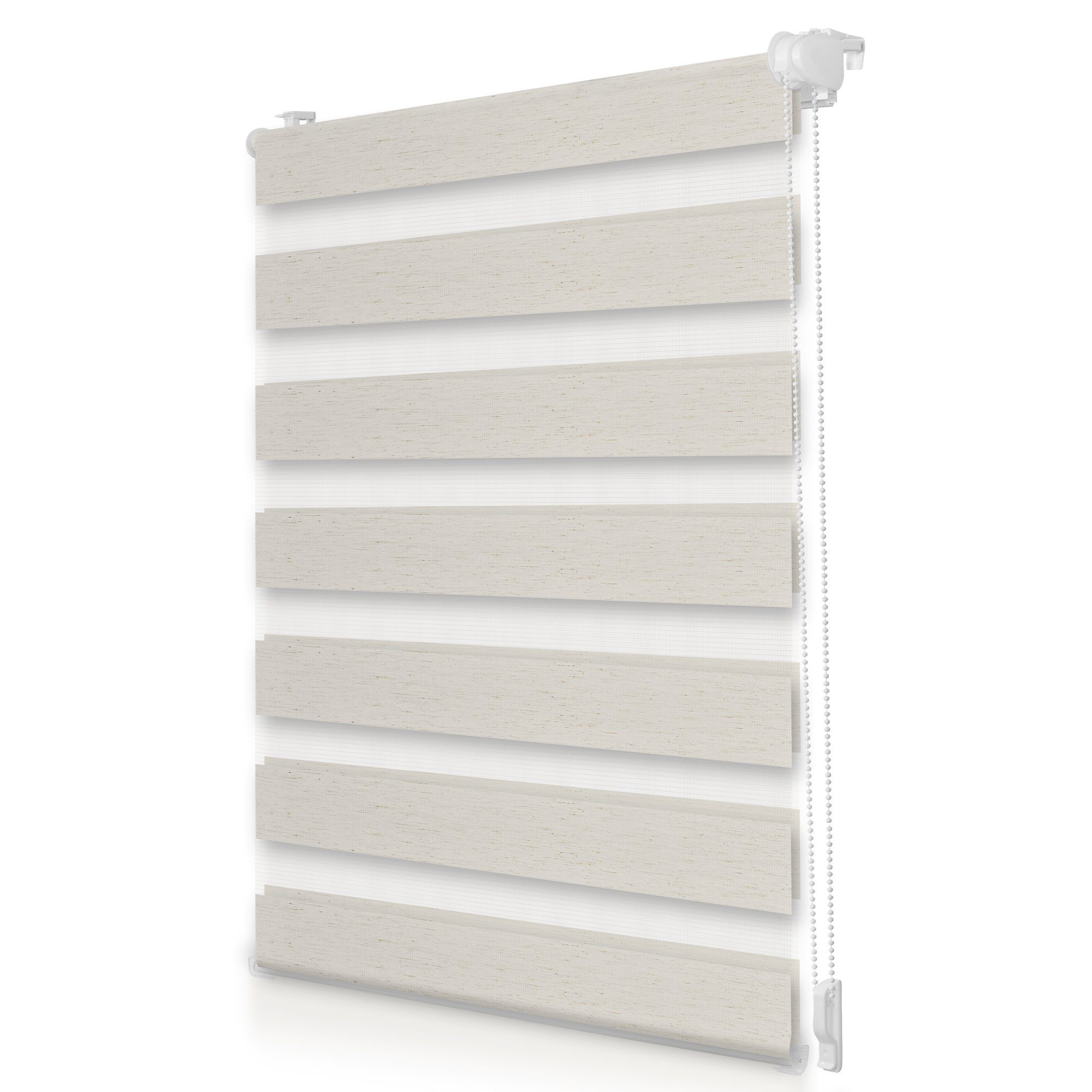Doppelrollo Duo-Rollo Doppelrollo, Roomy, Klemmbar, Anschraubbar, freihängend, Klemmbar, Anschraubbar, Klemmfix, ohne Bohren, blickdicht Sichtschutz Sonnenschutz, verstellbarer Klemmträger, Freihängend, Bedienseite frei wählbar (vormontierter Kettenz