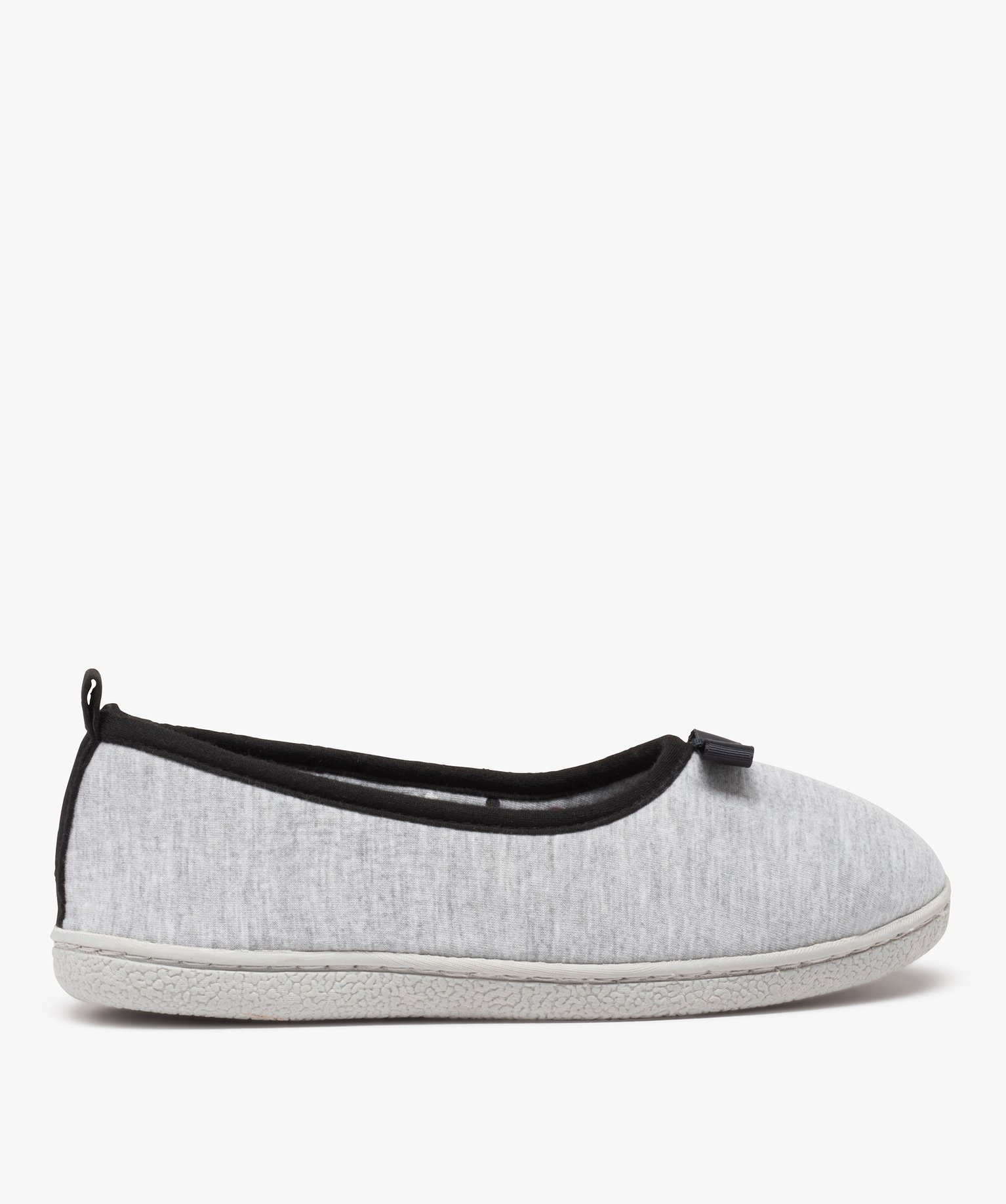Chaussons femme ballerines en jersey à bord contrastant gris | GEMO