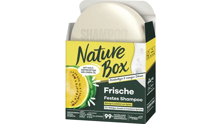 Nature Box festes Shampoo Frische mit Melonenöl 85 g
