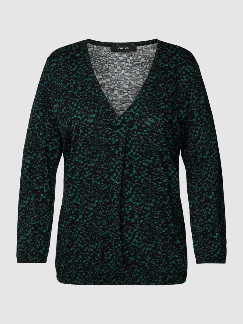 Bluse mit V-Ausschnitt Modell 'Sannah' in schwarz