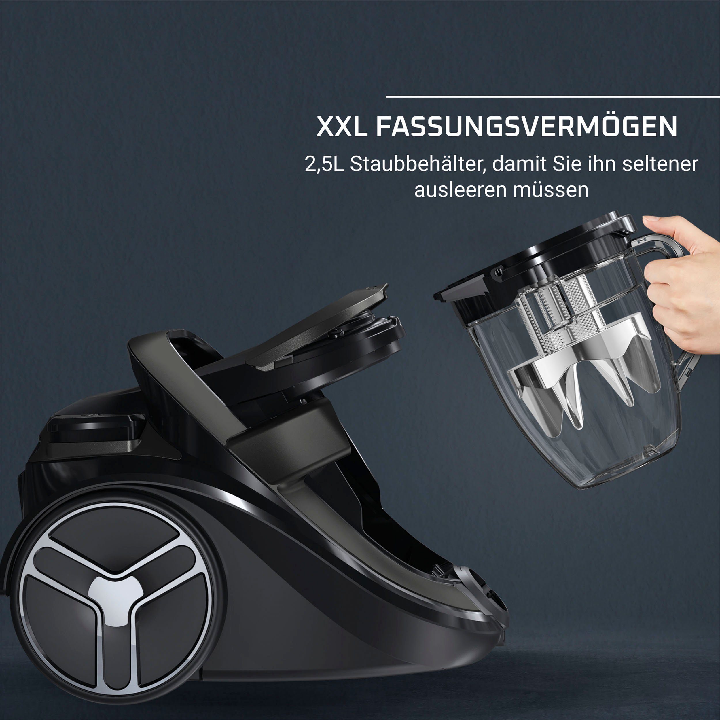 Rowenta Bodenstaubsauger RO7935 Silence Force Cyclonic Parkett, 500 W, beutellos, mit nur 59 dB(A), 12 m Aktionsradius, Staubbehältervolumen 2,5 Liter