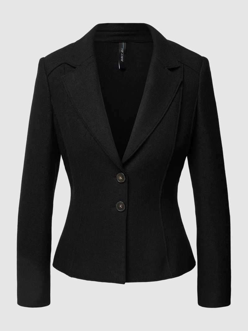 Blazer aus Schurwolle in unifarbenem Design in schwarz