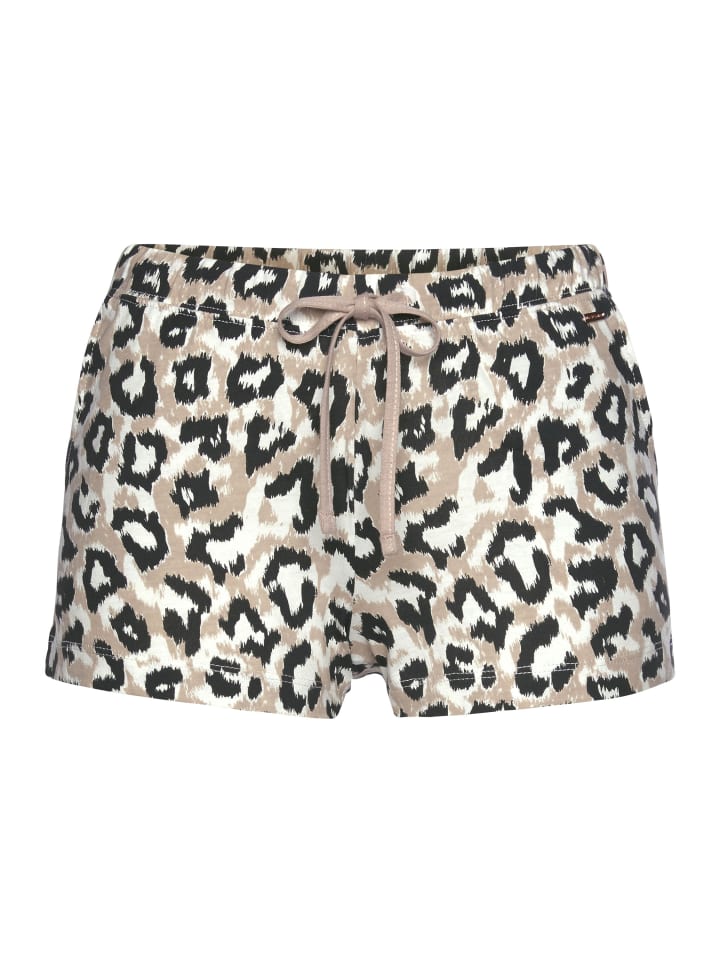 LASCANA Schlafshorts in ecru-nougat-schwarz günstig kaufen