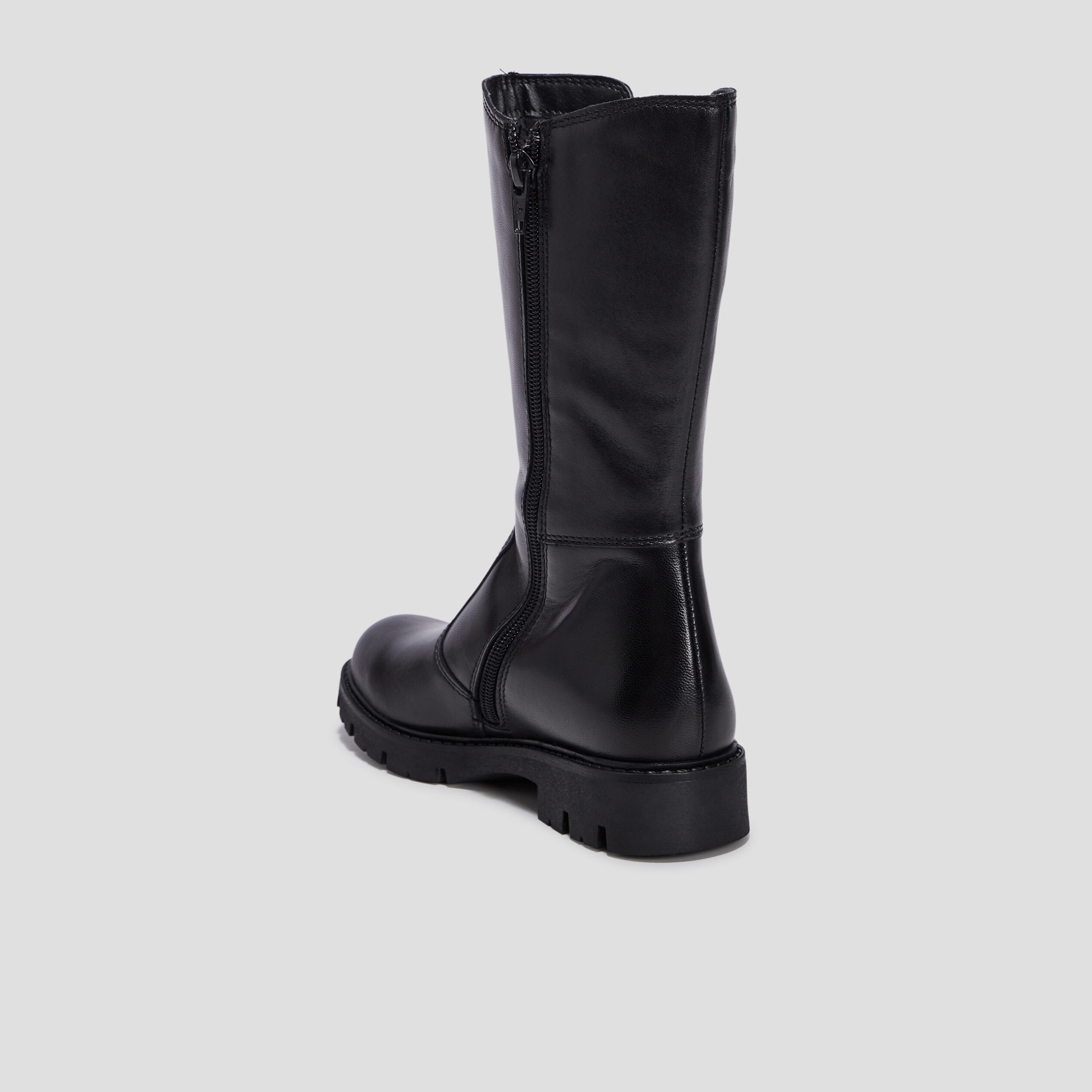 Bottes crantées en cuir noir fille | La Halle