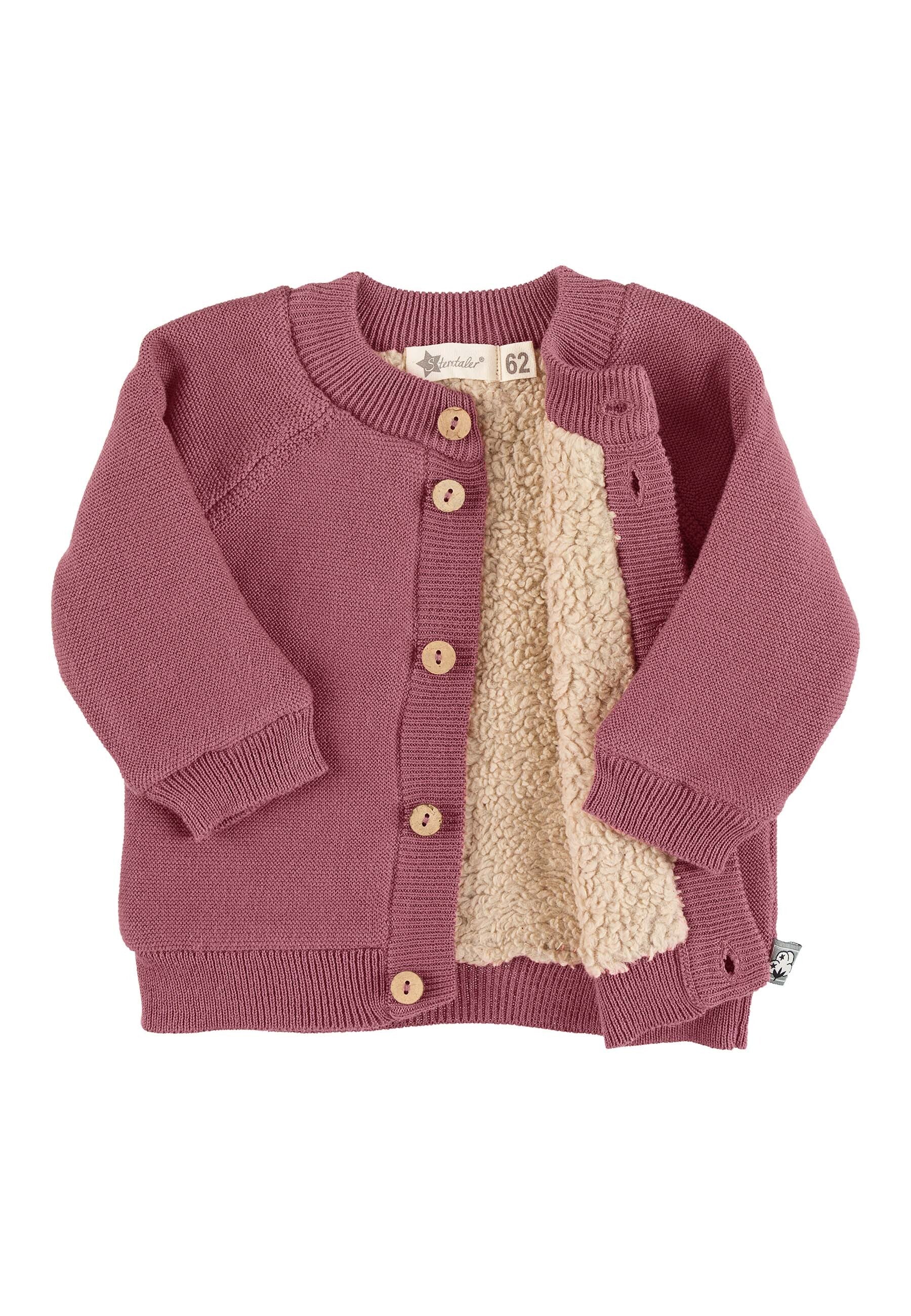 GOTS Strick-Jacke mit Herz am Rücken in Rosa