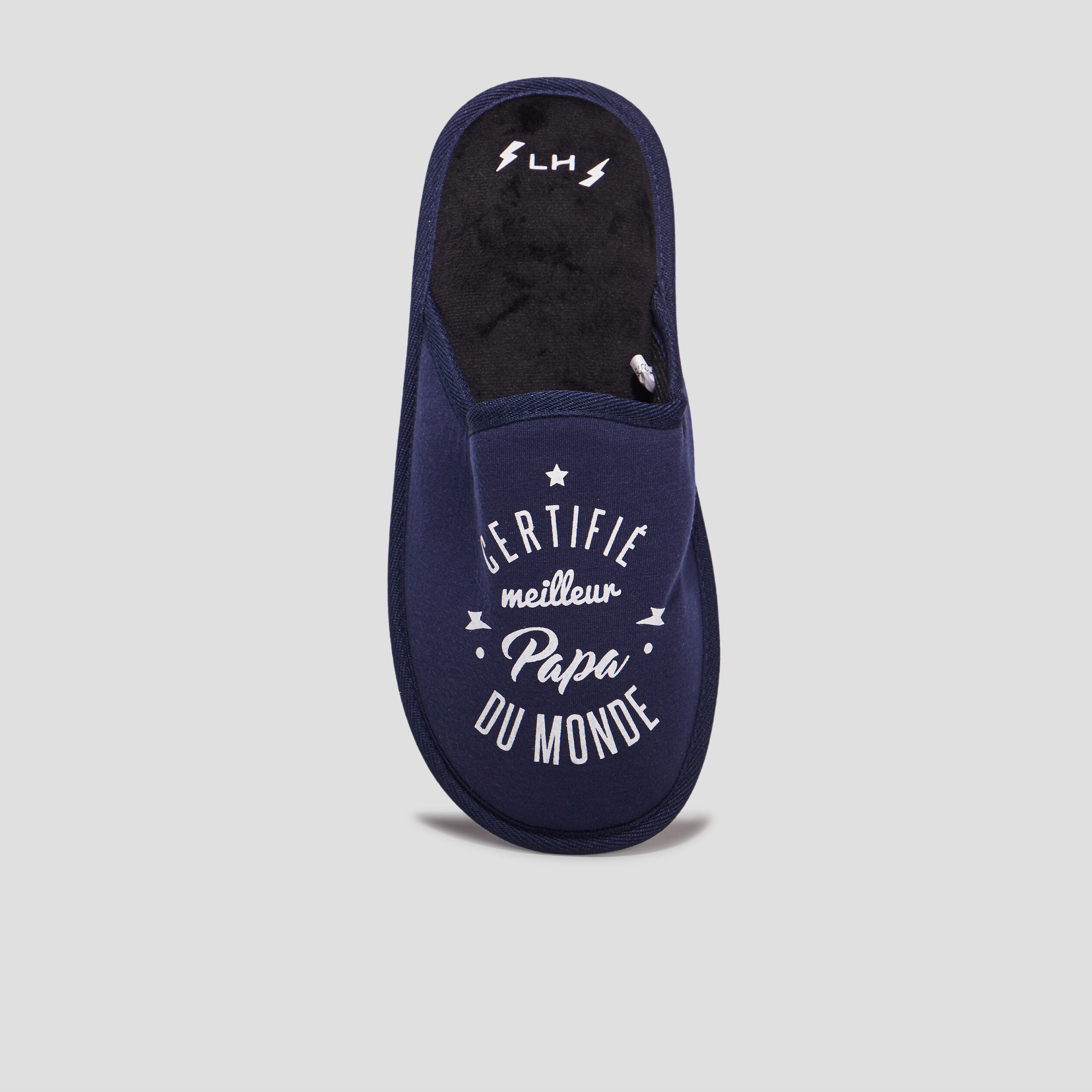 Chaussons mules meilleur papa bleu homme | La Halle