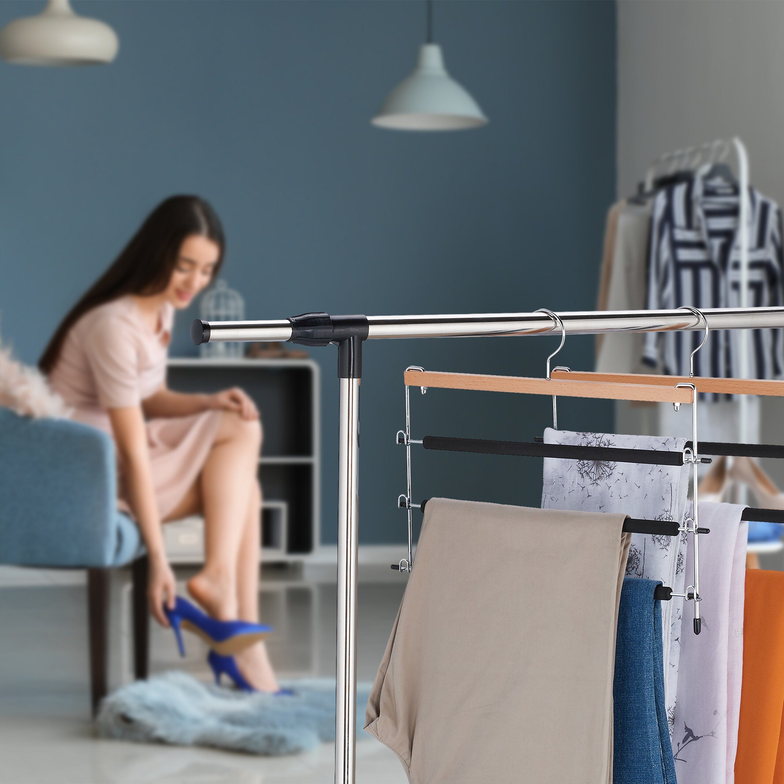relaxdays Mehrfach-Kleiderbügel Mehrfach Hosenbügel im 5er Set