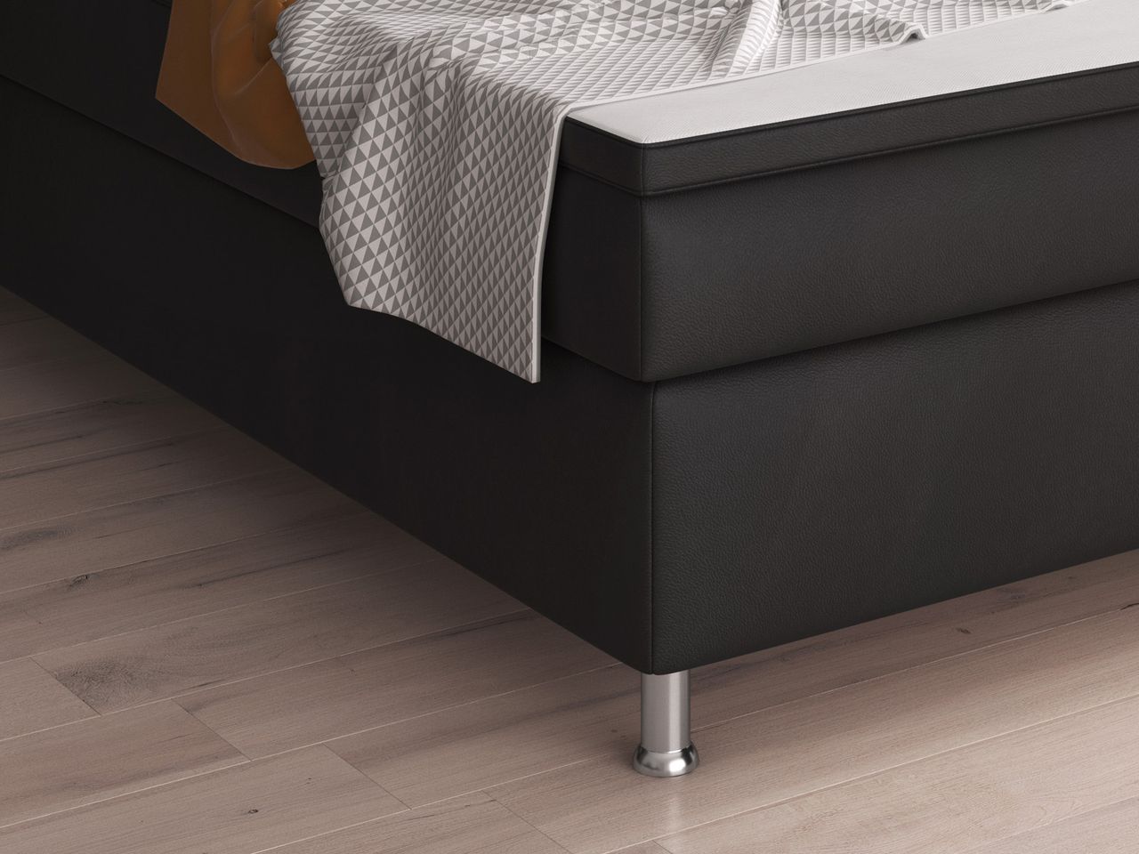 IHG Boxspringbett Oslo 180x200 cm Kunstleder Schwarz