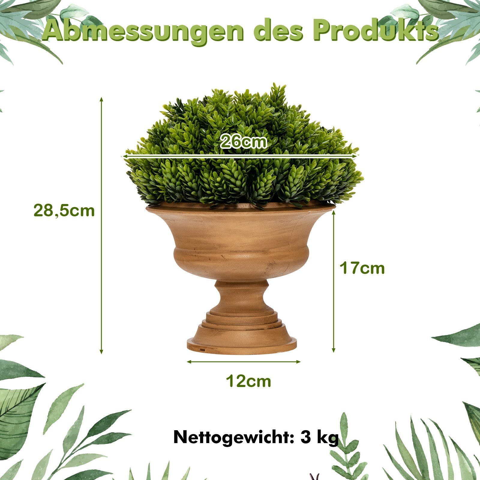 Kunstpflanze, COSTWAY, Höhe 30 cm, 4er Set Mini Künstliche Pflanzen mit Topf