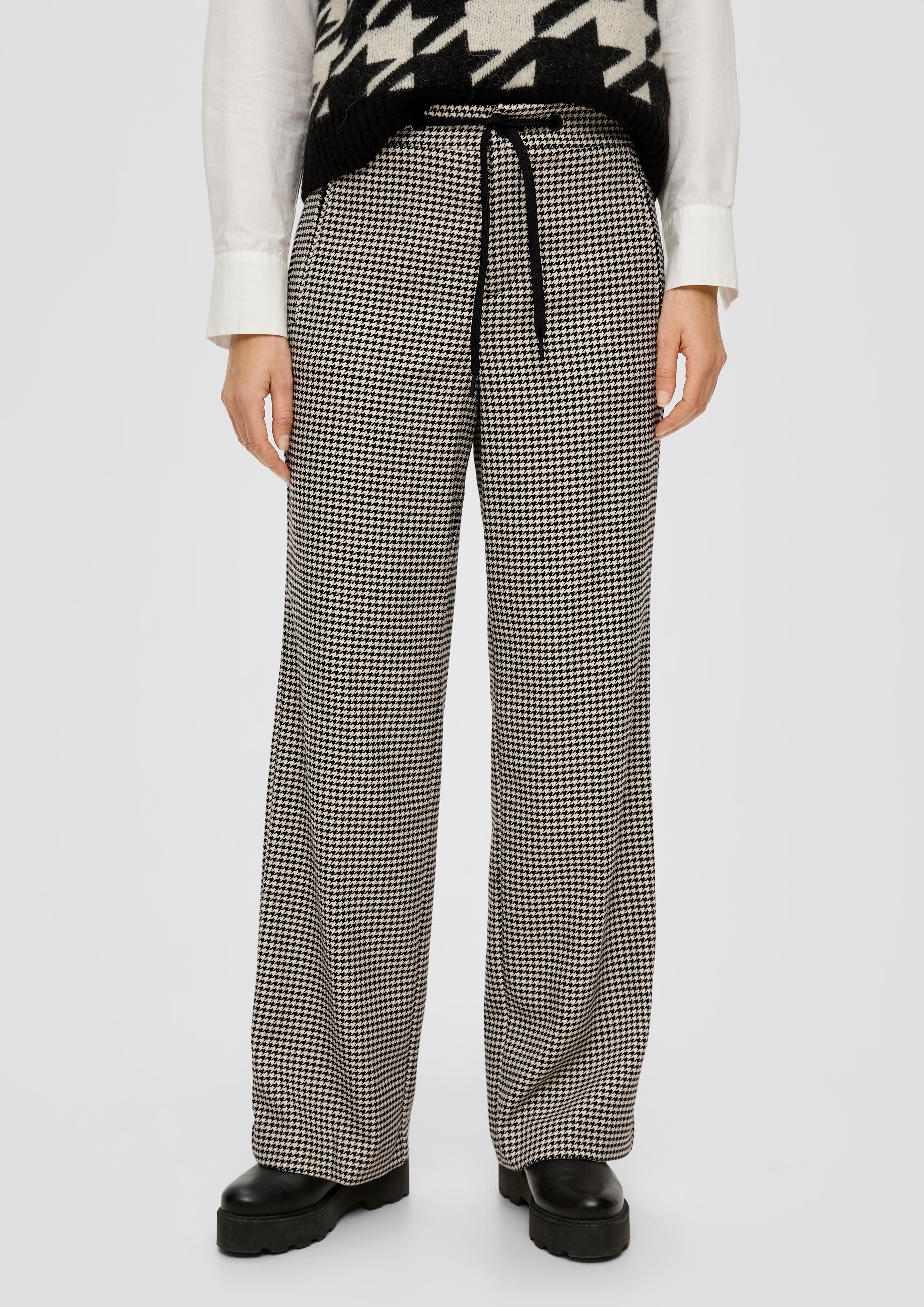 Regular: Wide Leg-Hose mit Hahnentrittmuster  2144708-99R8