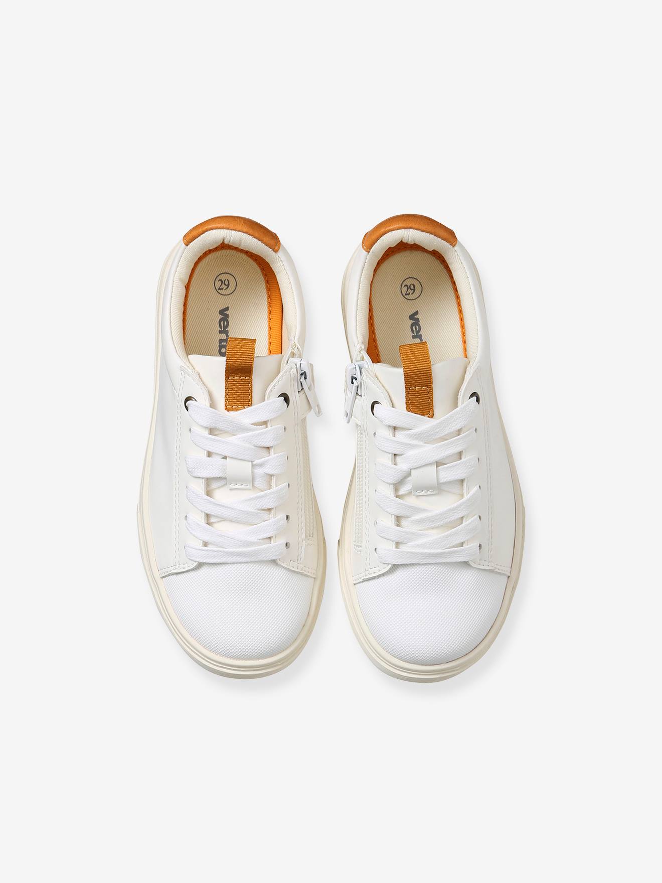 Vertbaudet Jungen Schnür-Sneakers mit Reißverschluss - weiß