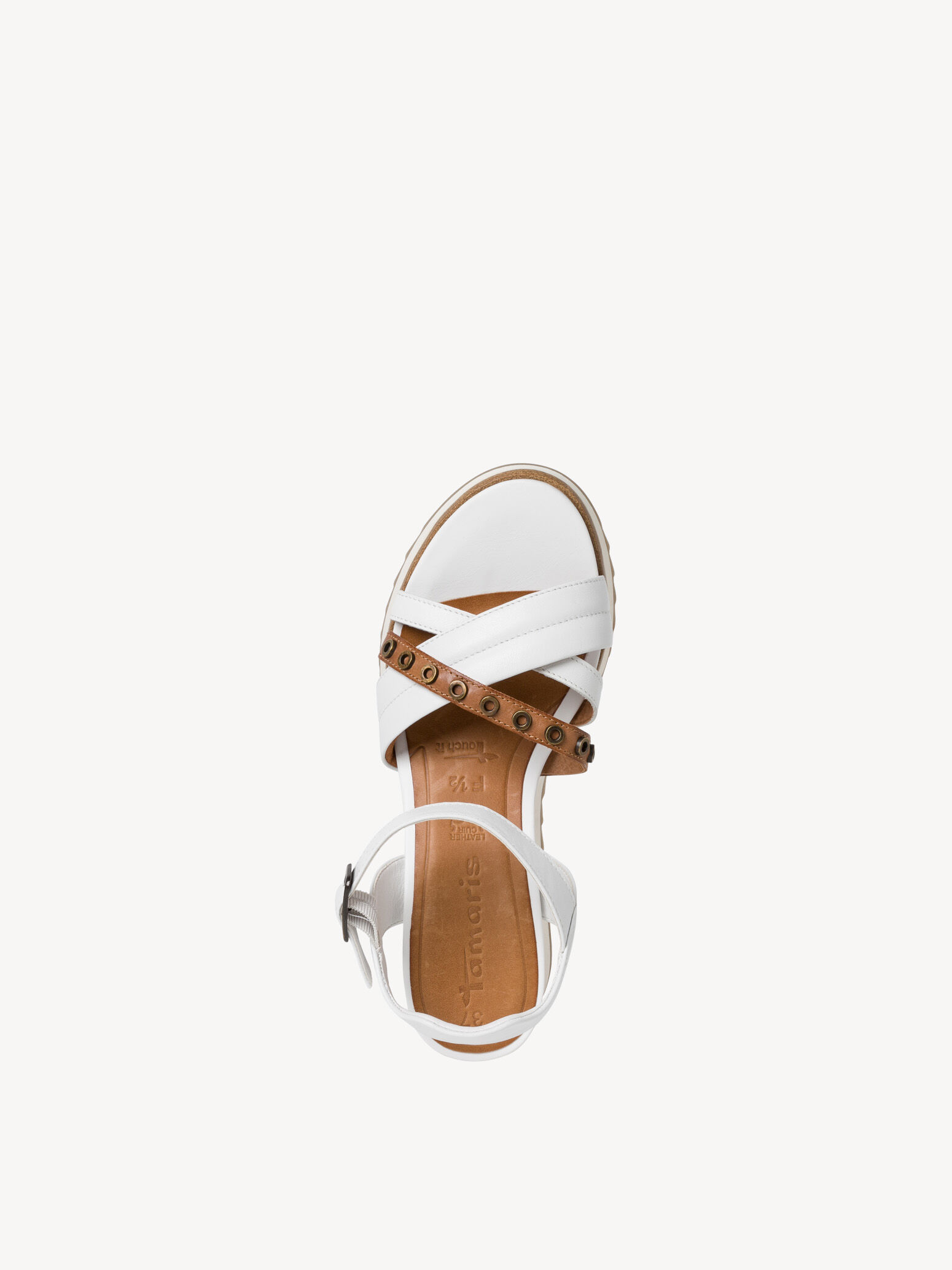 Sandale à talon en cuir - blanc