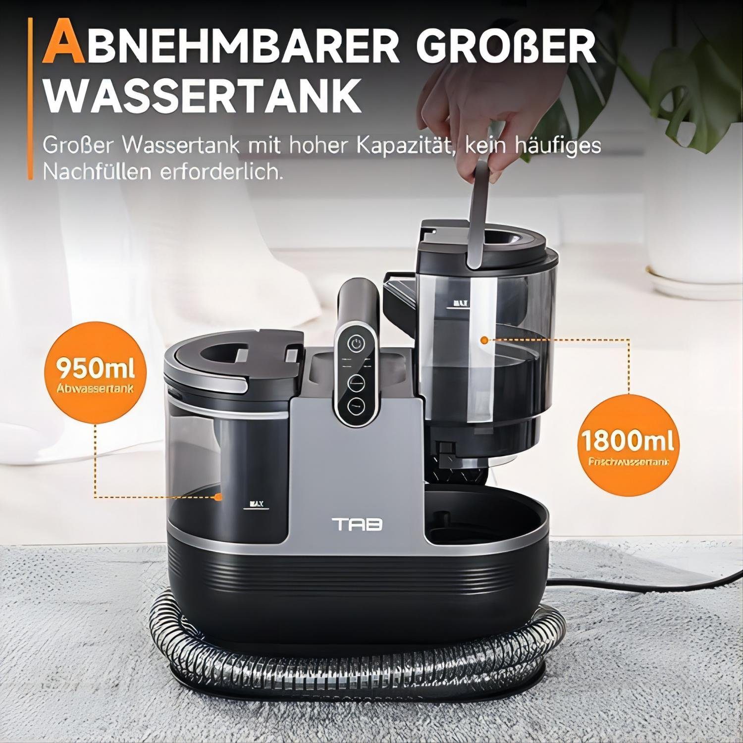 TAB Bodenstaubsauger Teppichreinigungsgerät, Wasch-Sauger für Teppiche,Polster,Autos, 1200,00 W, mit Schlauch