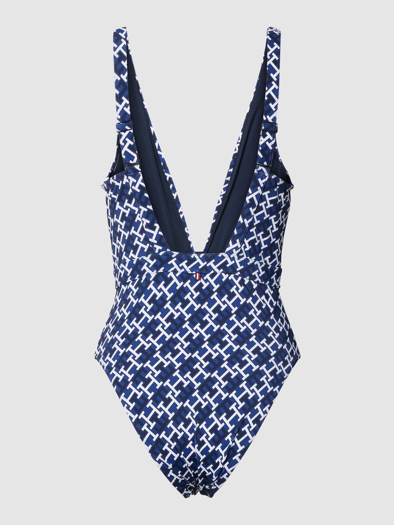 Badeanzug mit Allover-Muster in marineblau